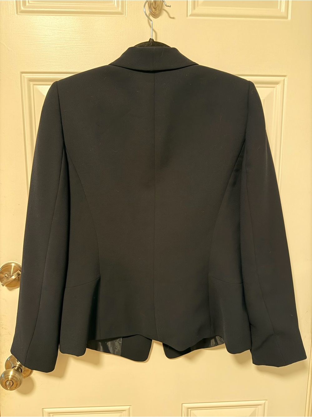 Tahari Tuxedo-Collar Open Front Blazer Navy Blue - Picture 2 of 2